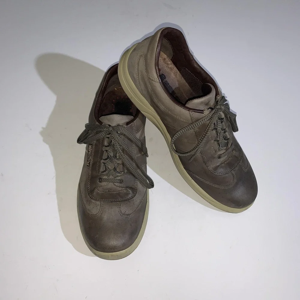 Mephisto Shoes Mens 10 Brown Leather Lace Up Casual Comfort Sneakers